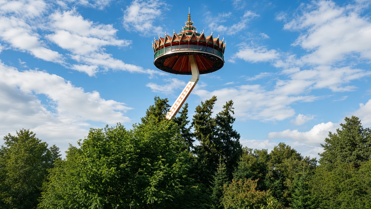 The Efteling Pagoda raised above the trees