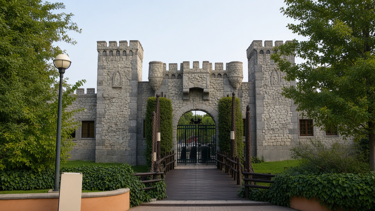 The stone castle gate at Gardaland