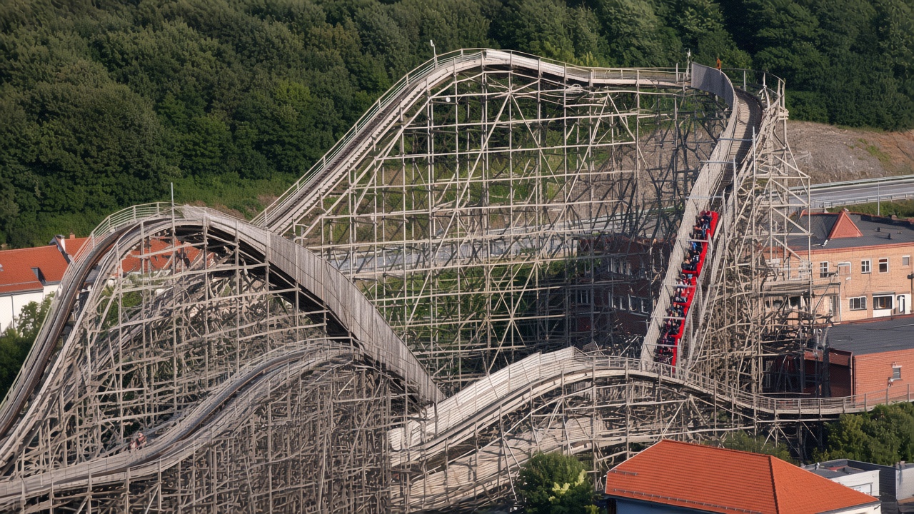 The wooden roller coaster at Liseberg in Gothenburg