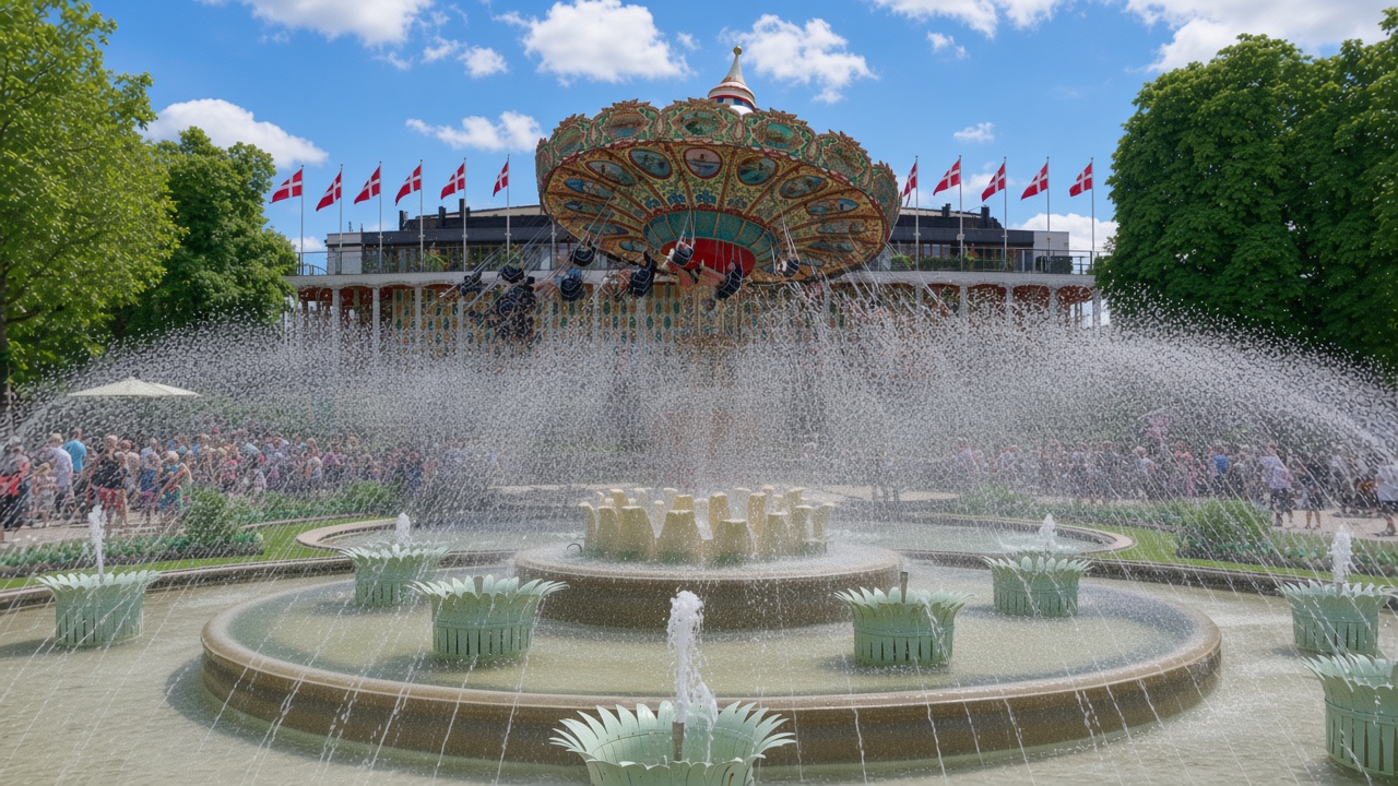The fountain at Tivoli Gardens in Copenhagen